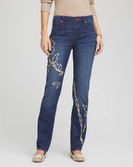 Sequins Rose Girlfriend Slim-Leg Jeans Sequoia Indigo - Chico's