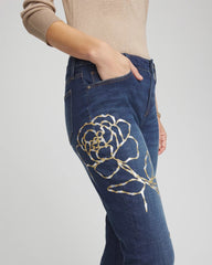 Sequins Rose Girlfriend Slim-Leg Jeans Sequoia Indigo - Chico's