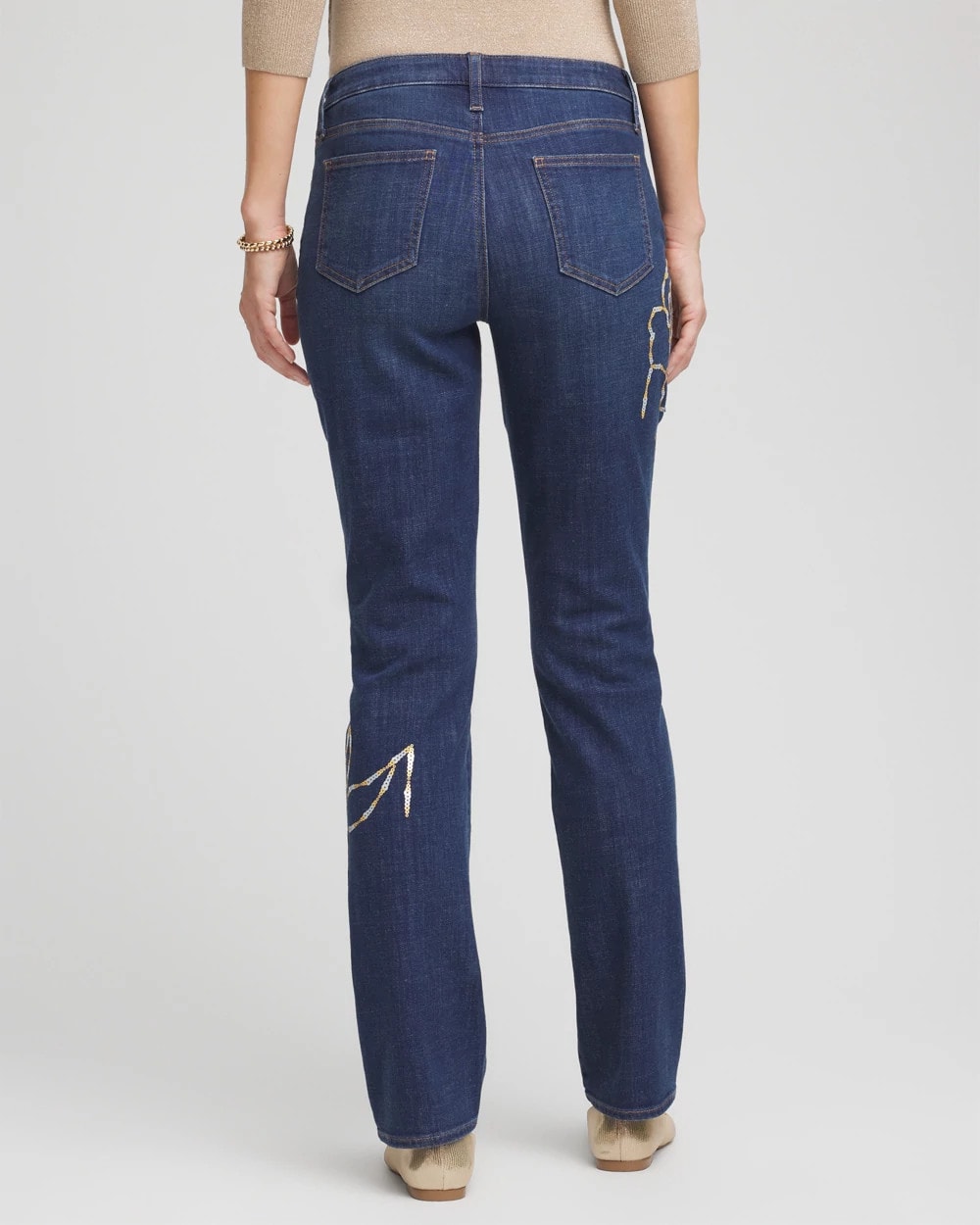 Sequins Rose Girlfriend Slim-Leg Jeans Sequoia Indigo - Chico's