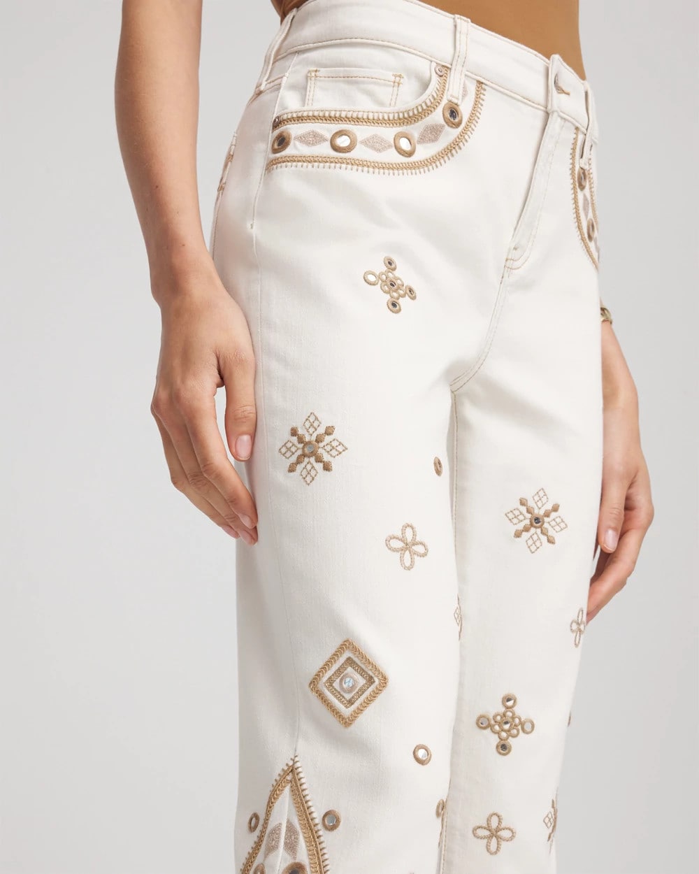 Embellished Girlfriend Slim Ankle Jeans Sea Salt - Chico's