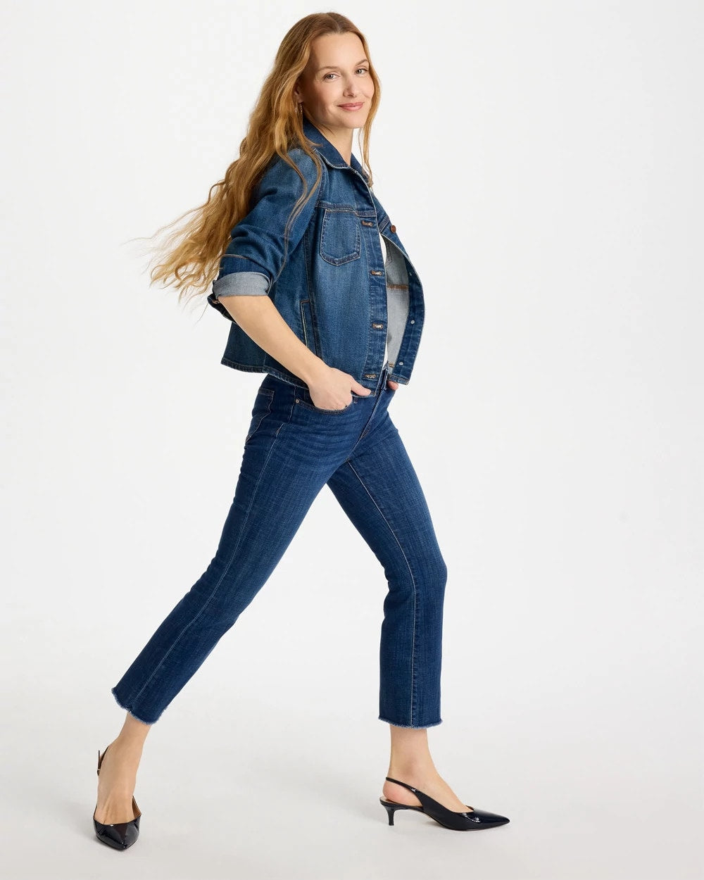 Petite Girlfriend Fray Hem Kick Flares Carina Indigo - Chico's