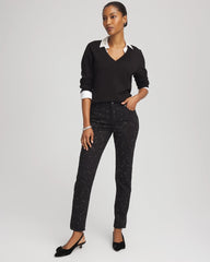 Stone Embellished Girlfriend Slim Ankle Jeans Black - Chico's