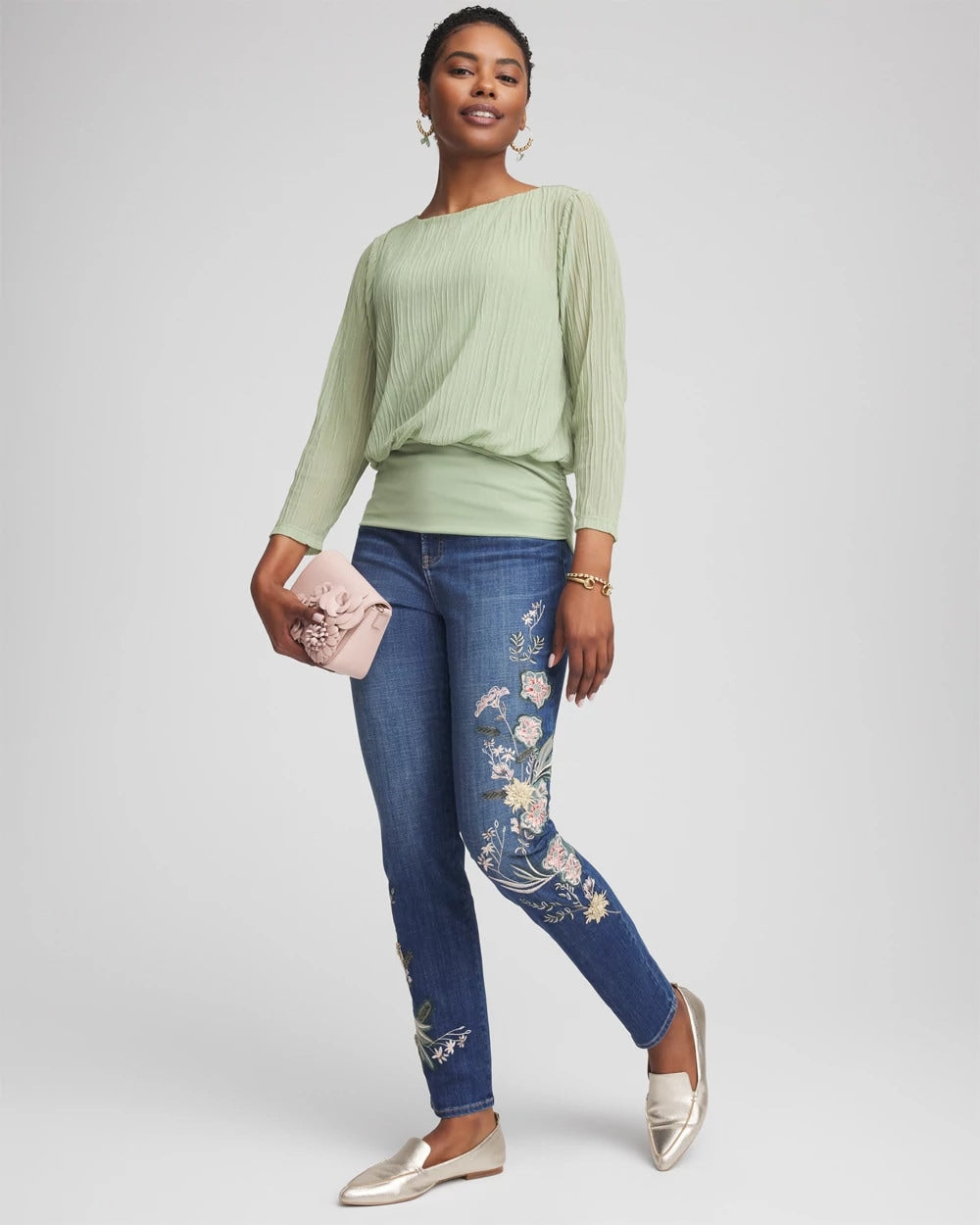 Appliqué Girlfriend Slim Ankle Jeans Dragon Road Indigo - Chico's