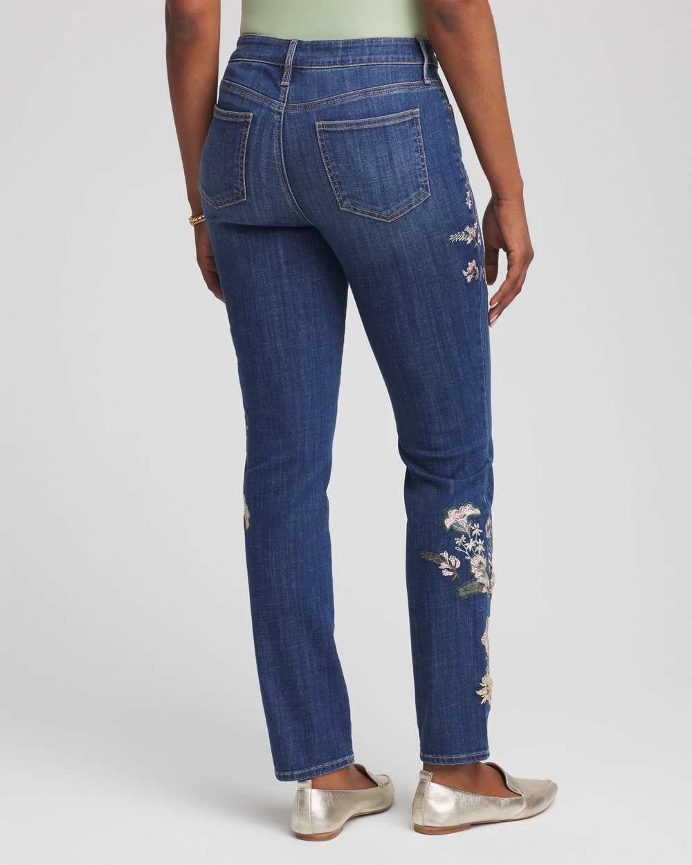 Appliqué Girlfriend Slim Ankle Jeans Dragon Road Indigo - Chico's