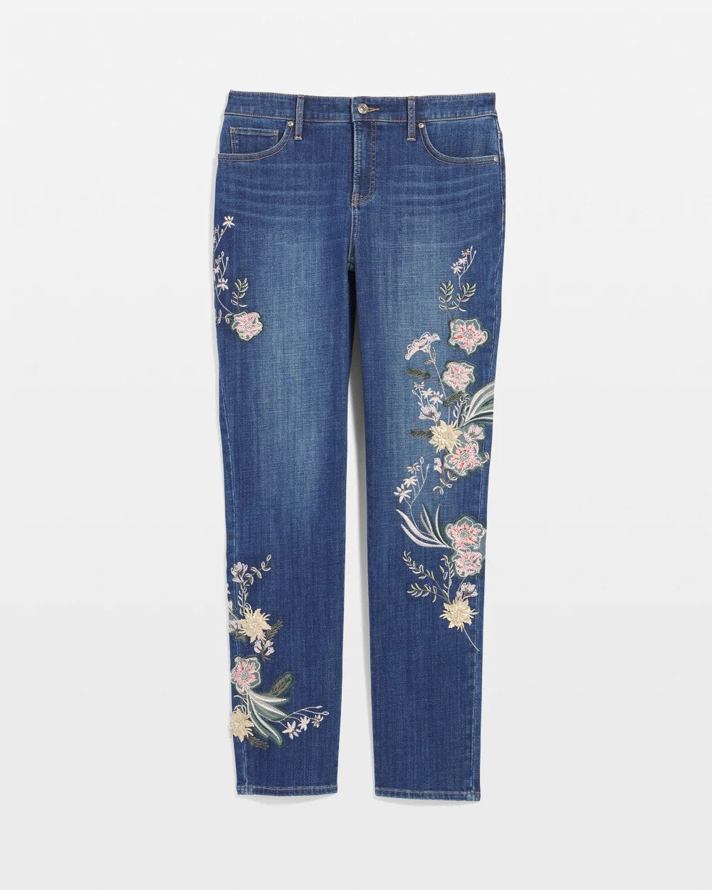Appliqué Girlfriend Slim Ankle Jeans Dragon Road Indigo - Chico's