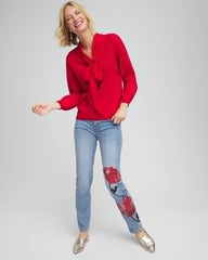 Placed Floral Girlfriend Slim Ankle Jeans Poppy Indigo - Chico's