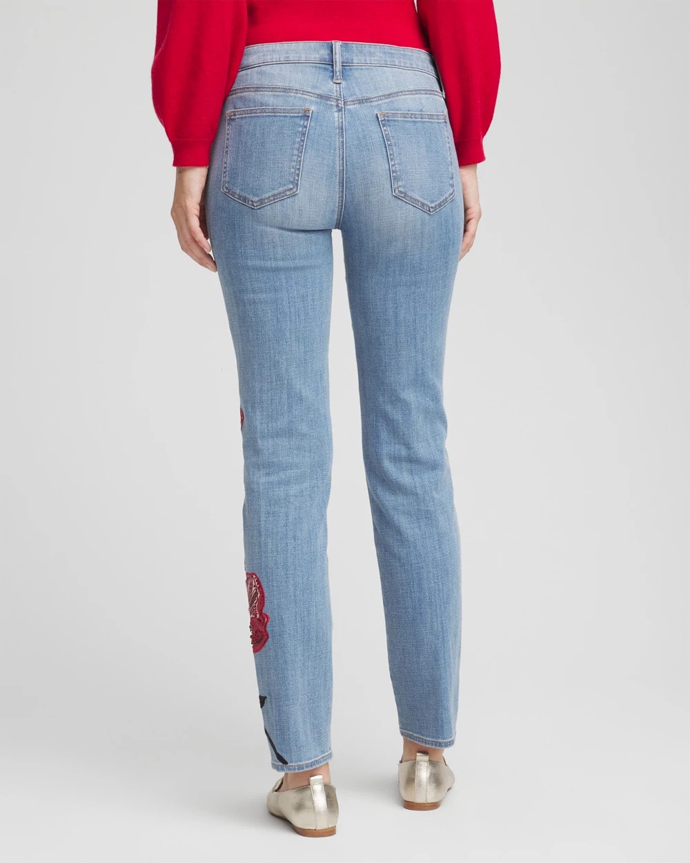 Placed Floral Girlfriend Slim Ankle Jeans Poppy Indigo - Chico's