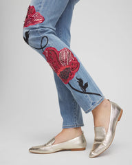 Placed Floral Girlfriend Slim Ankle Jeans Poppy Indigo - Chico's