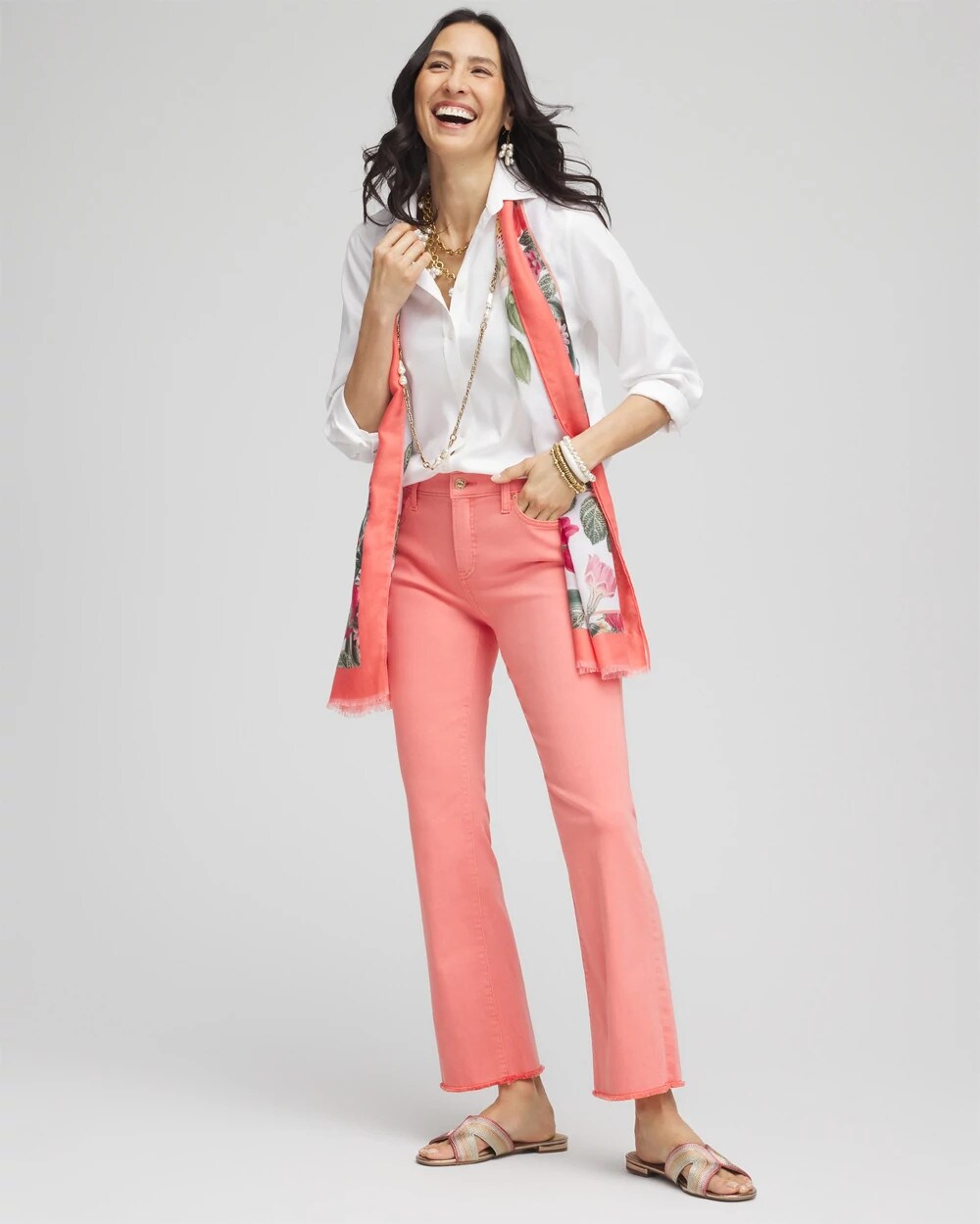 Girlfriend Fray Hem Kick Flare Jeans Melon Mambo - Chico's