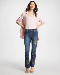 Embellished Girlfriend Cropped Flared Jeans Spellbound Indigo - Chico's