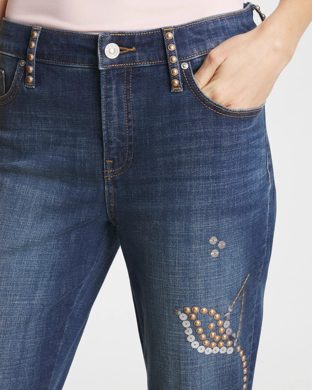 Embellished Girlfriend Cropped Flared Jeans Spellbound Indigo - Chico's