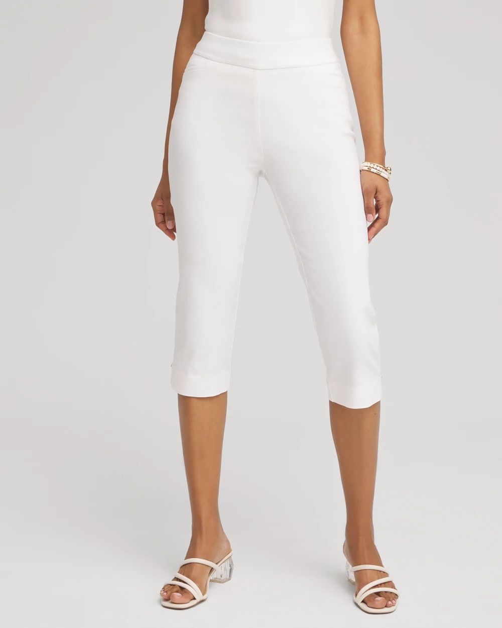Brigitte™ Pull-On Rivet Slim Capris Alabaster - Chico's