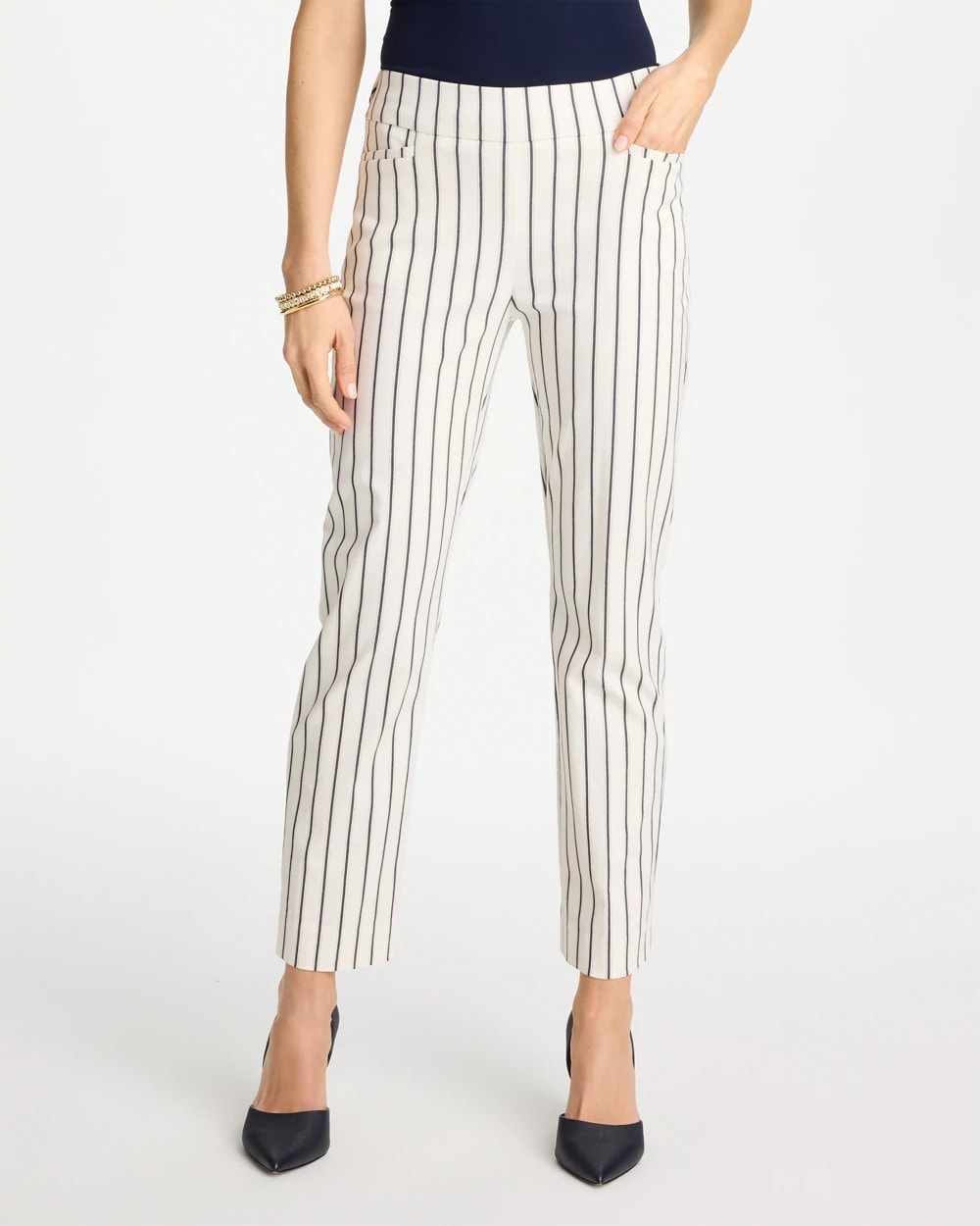 Pinstriped Brigitte™ Slim Ankle Pants Alabaster - Chico's