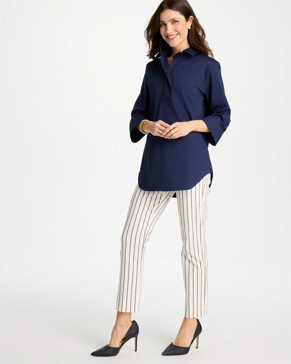 Pinstriped Brigitte™ Slim Ankle Pants Alabaster - Chico's