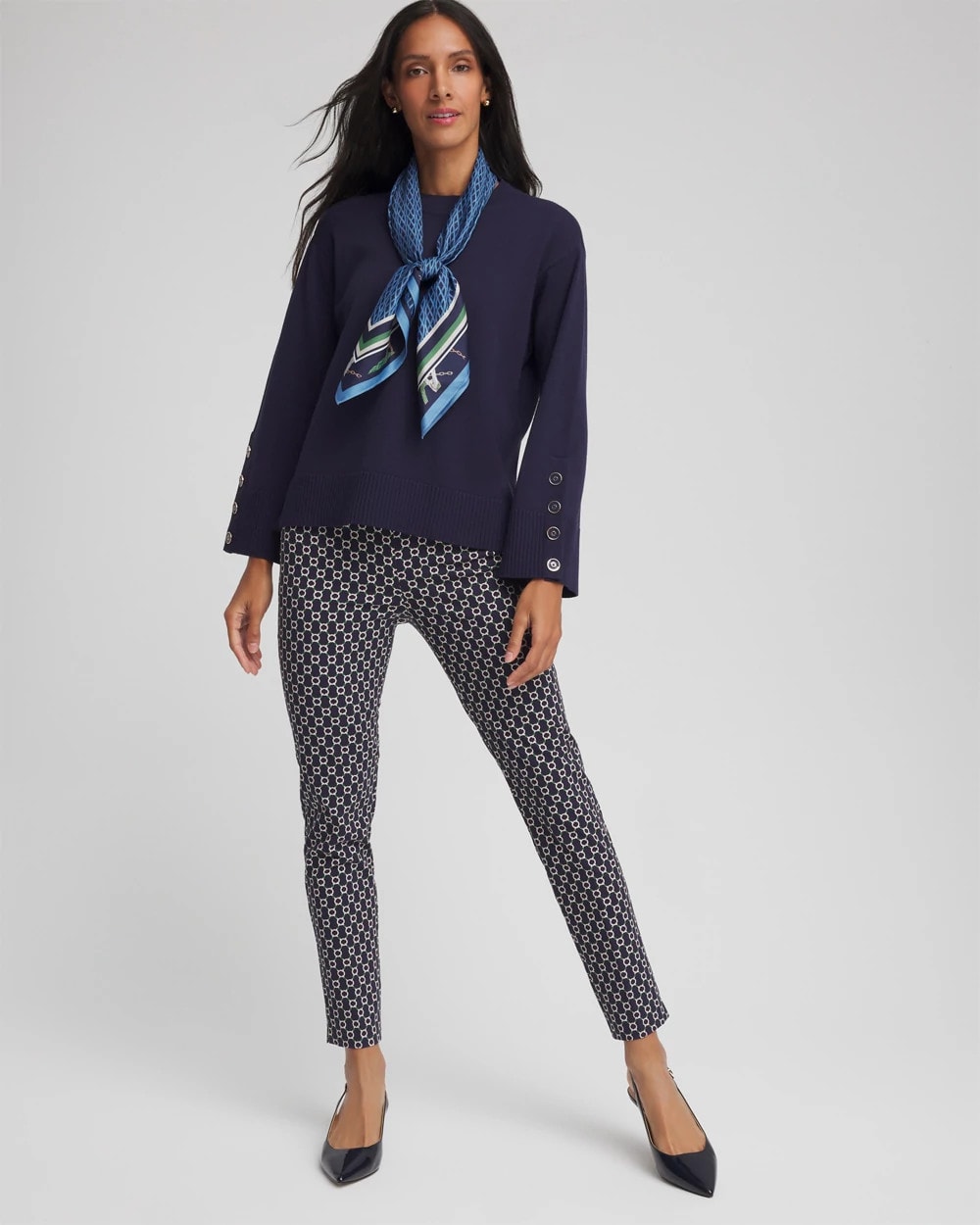 Brigitte™ Chain Connection Slim Ankle Pants Passport Blue - Chico's