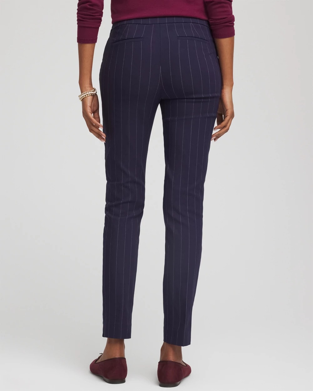 Pinstriped Brigitte™ Slim Pull-On Ankle Pants Passport Blue - Chico's