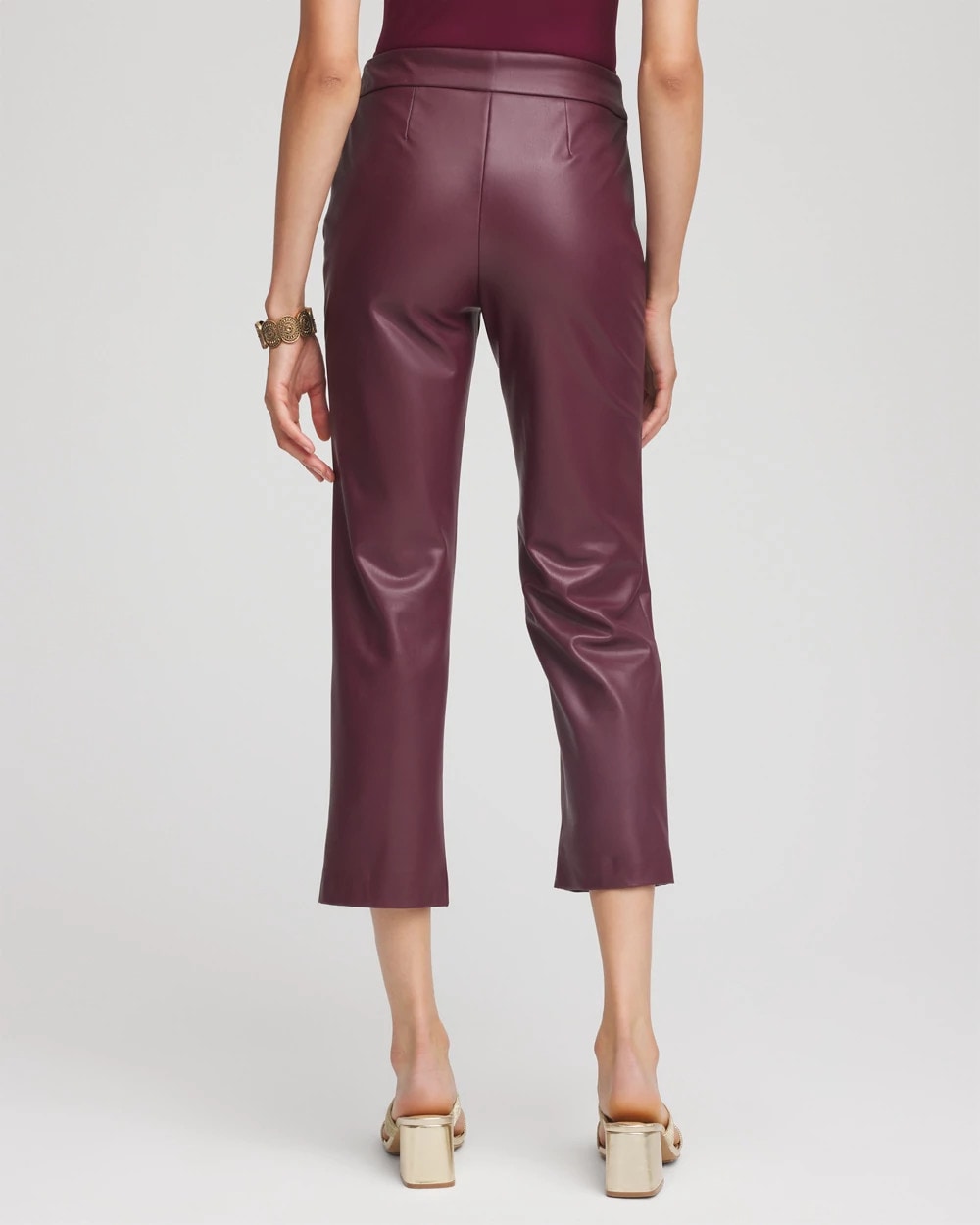Faux Leather Brigitte™ Pull-On Cropped Pants Blackened Burgundy - Chico's
