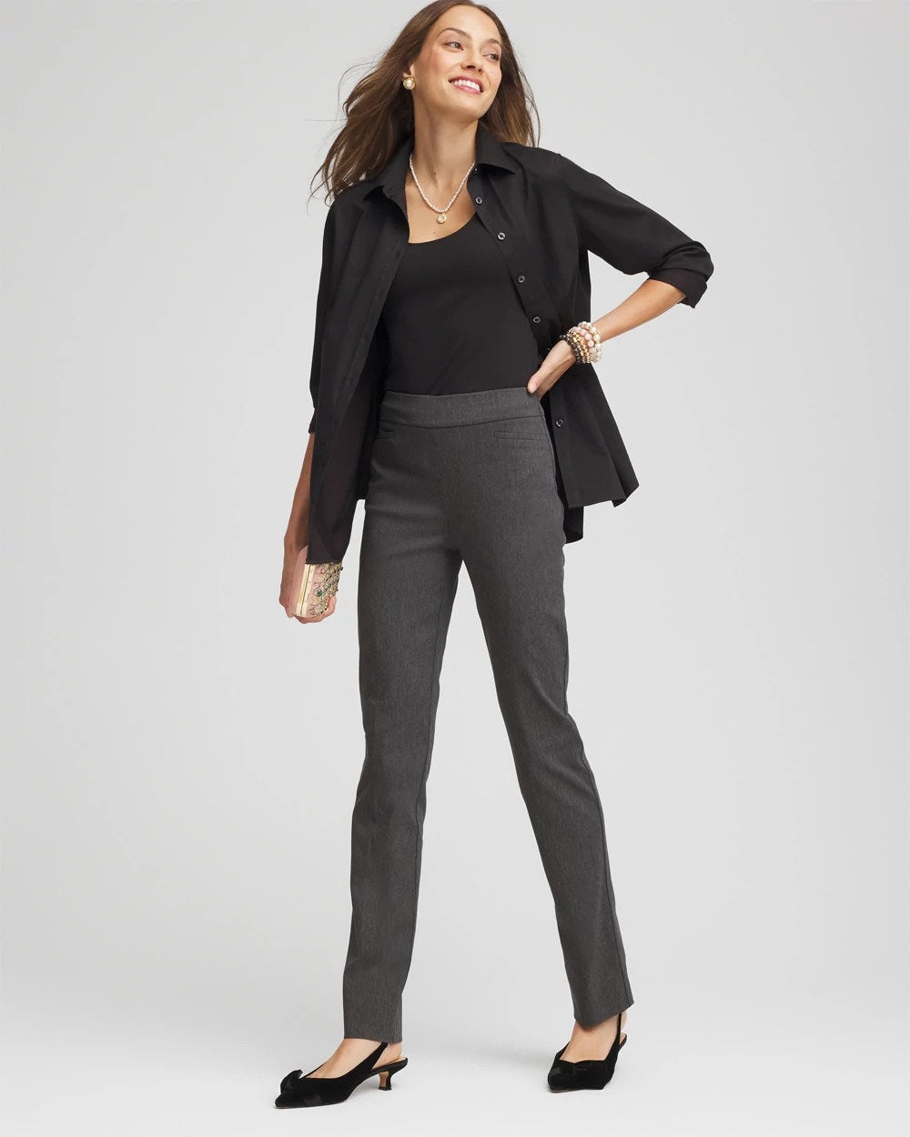 Brigitte™ Slim Full-Length Pants Graphite Heather Gray - Chico's