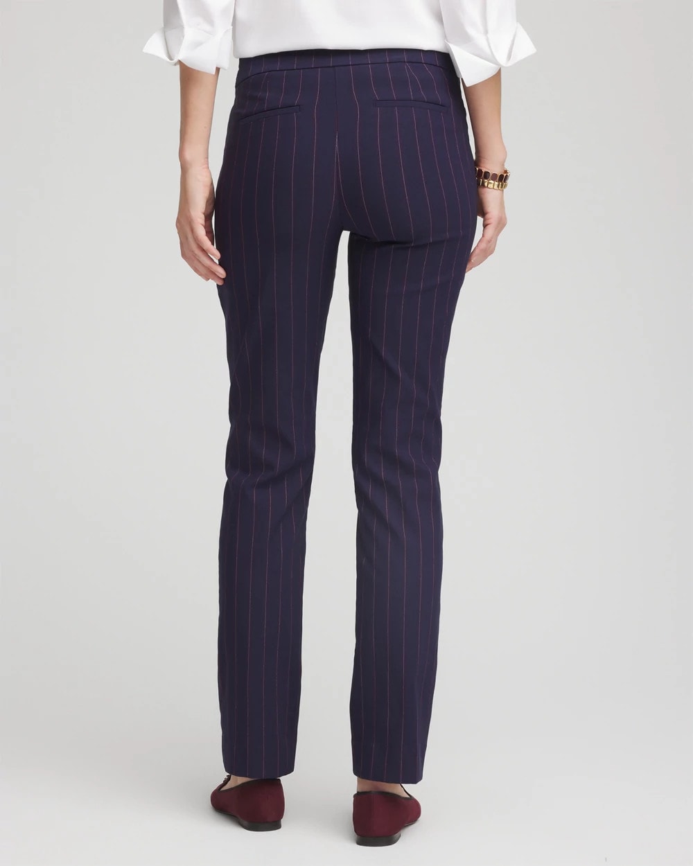 Shadow Stripe Brigitte™ Slim Pull-On Pants Passport Blue - Chico's