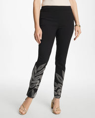 Floral Soutache Brigitte™ Slim Pull-On Ankle Pants Black - Chico's