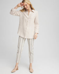Brigitte™ Slub Striped Cropped Pants Ecru - Chico's