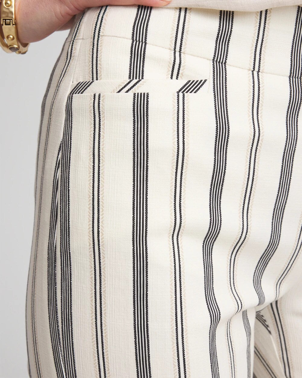 Brigitte™ Slub Striped Cropped Pants Ecru - Chico's
