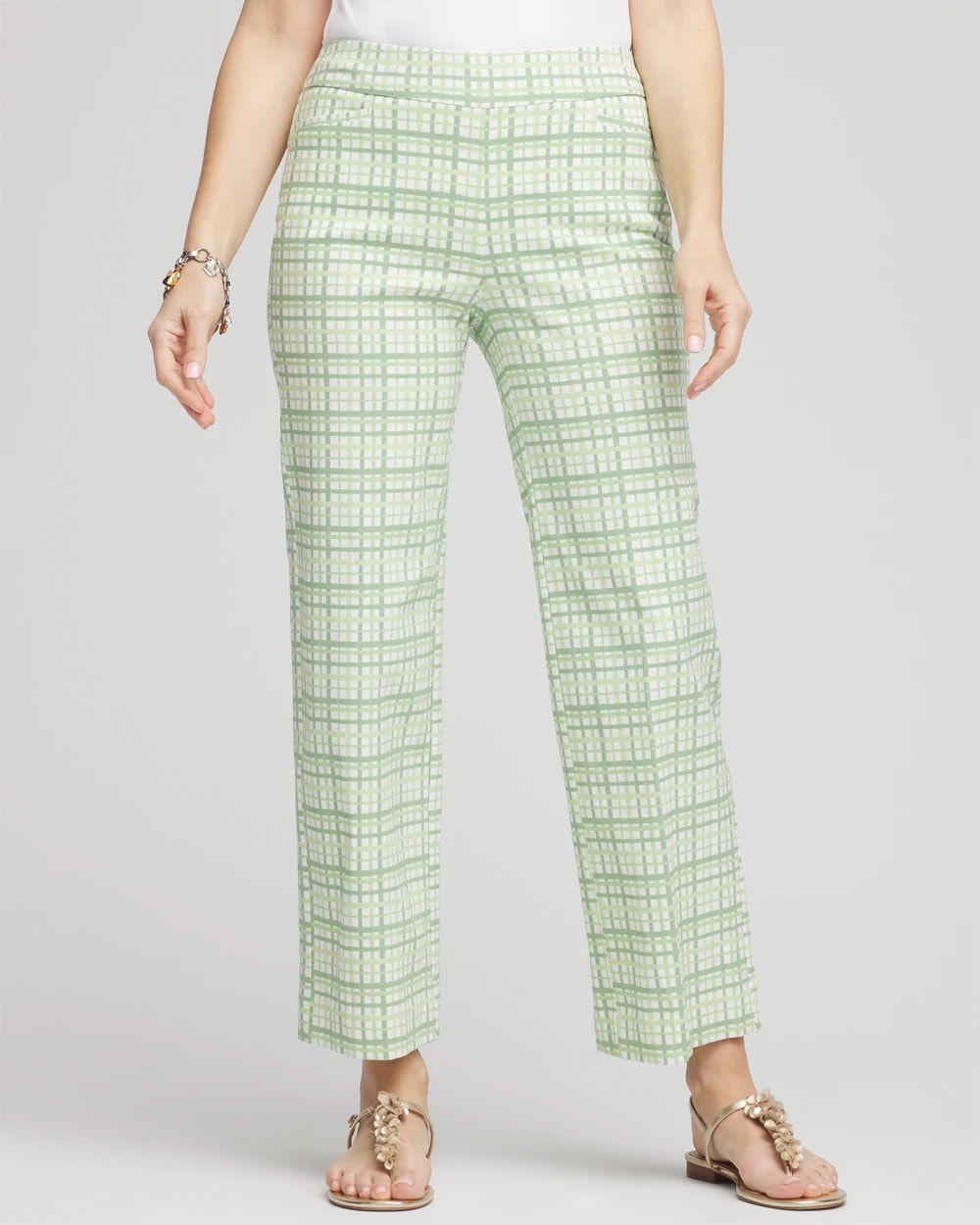 Brigitte™ Wide Leg Plaid Cropped Pants Moroccan Mint - Chico's
