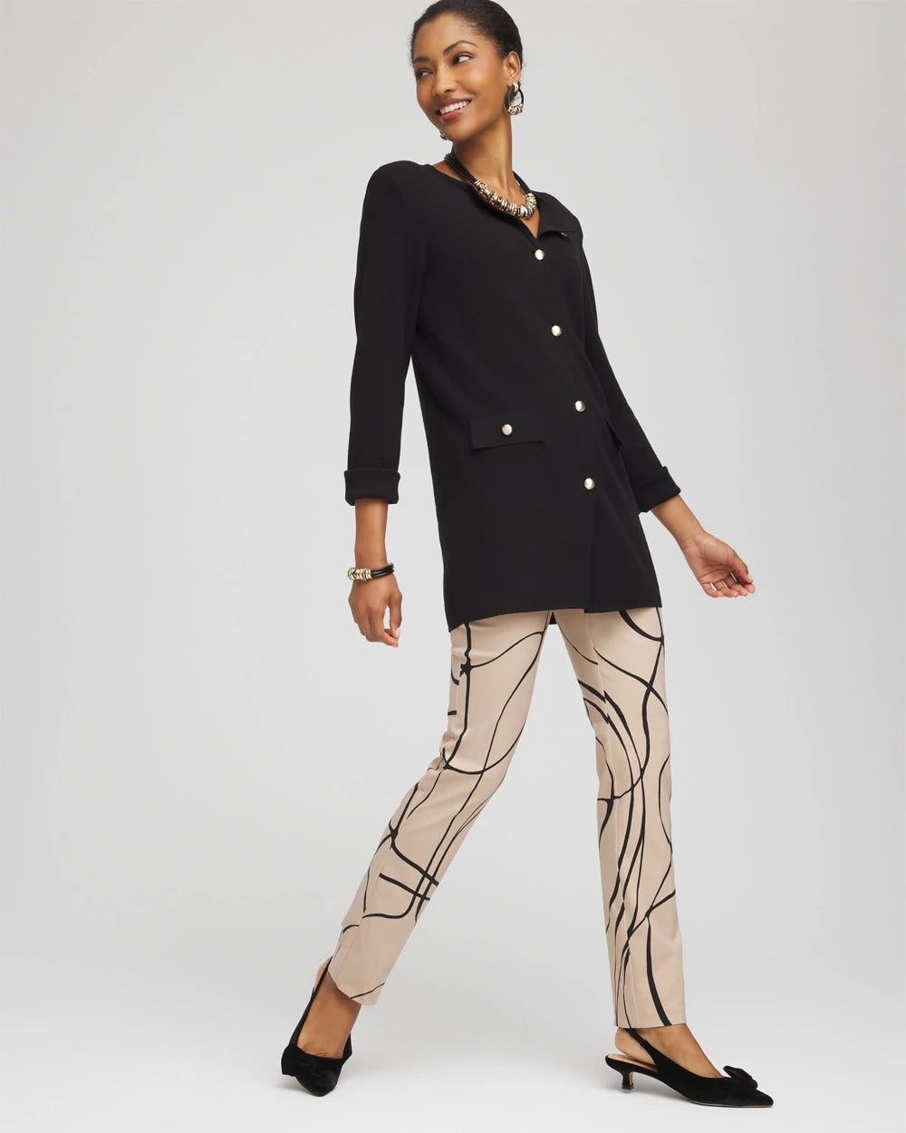 Brigitte™ Golden Leaf Slim Full-Length Pants Champagne Fizz - Chico's