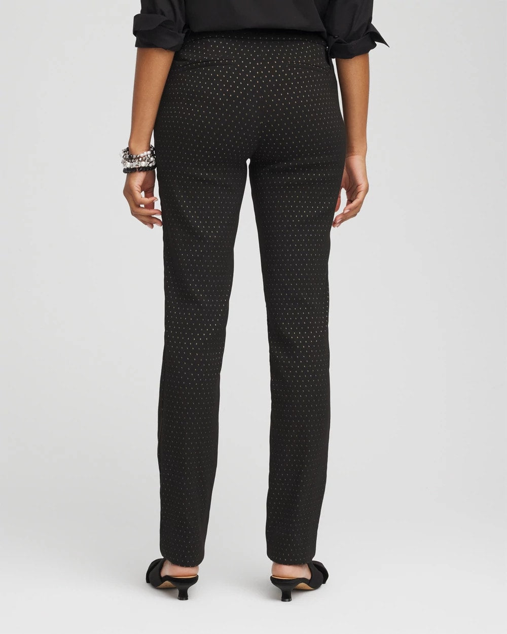 Brigitte™ Slim Full-Length Jacquard Pants Black - Chico's