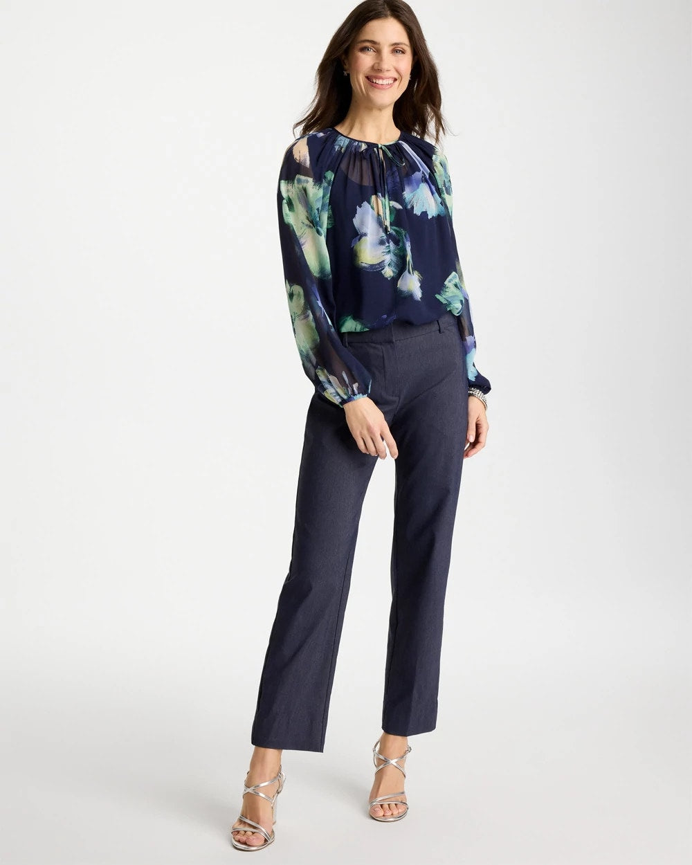 Emme Fly Front Straight Ankle Pants Indigo - Chico's