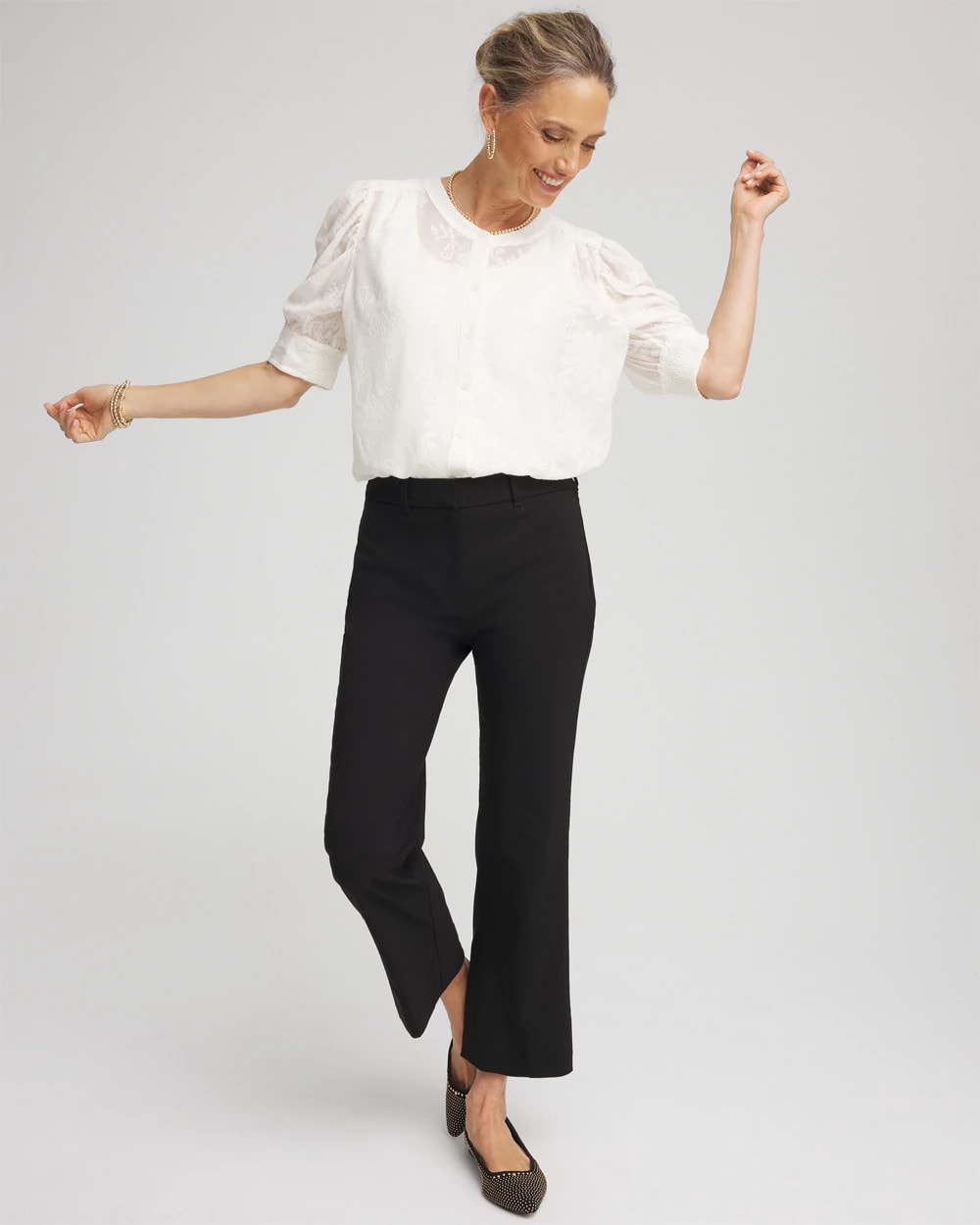 Emme Cropped Flared Pants Black - Chico's