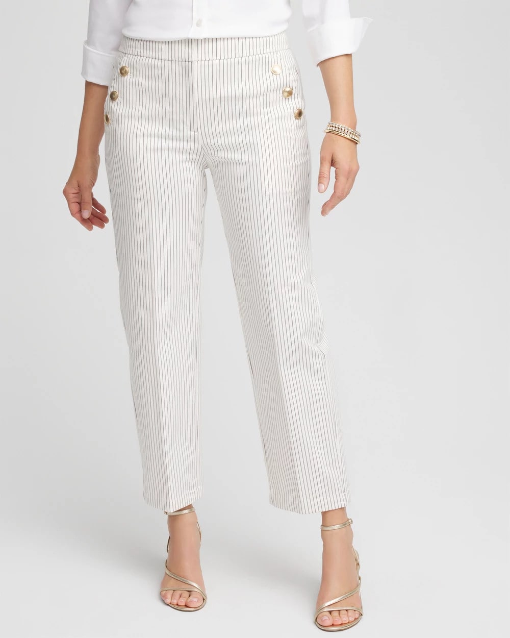 Emme Striped Sailor Straight Crops Ecru - Chico's