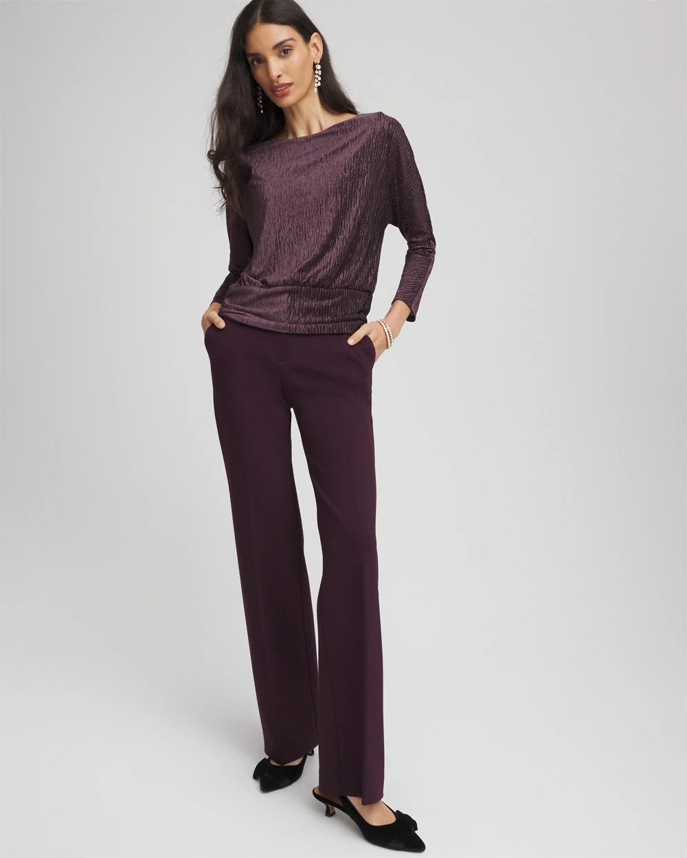 Emme Wide-Leg Trouser Ponte Pants Night Bloom - Chico's