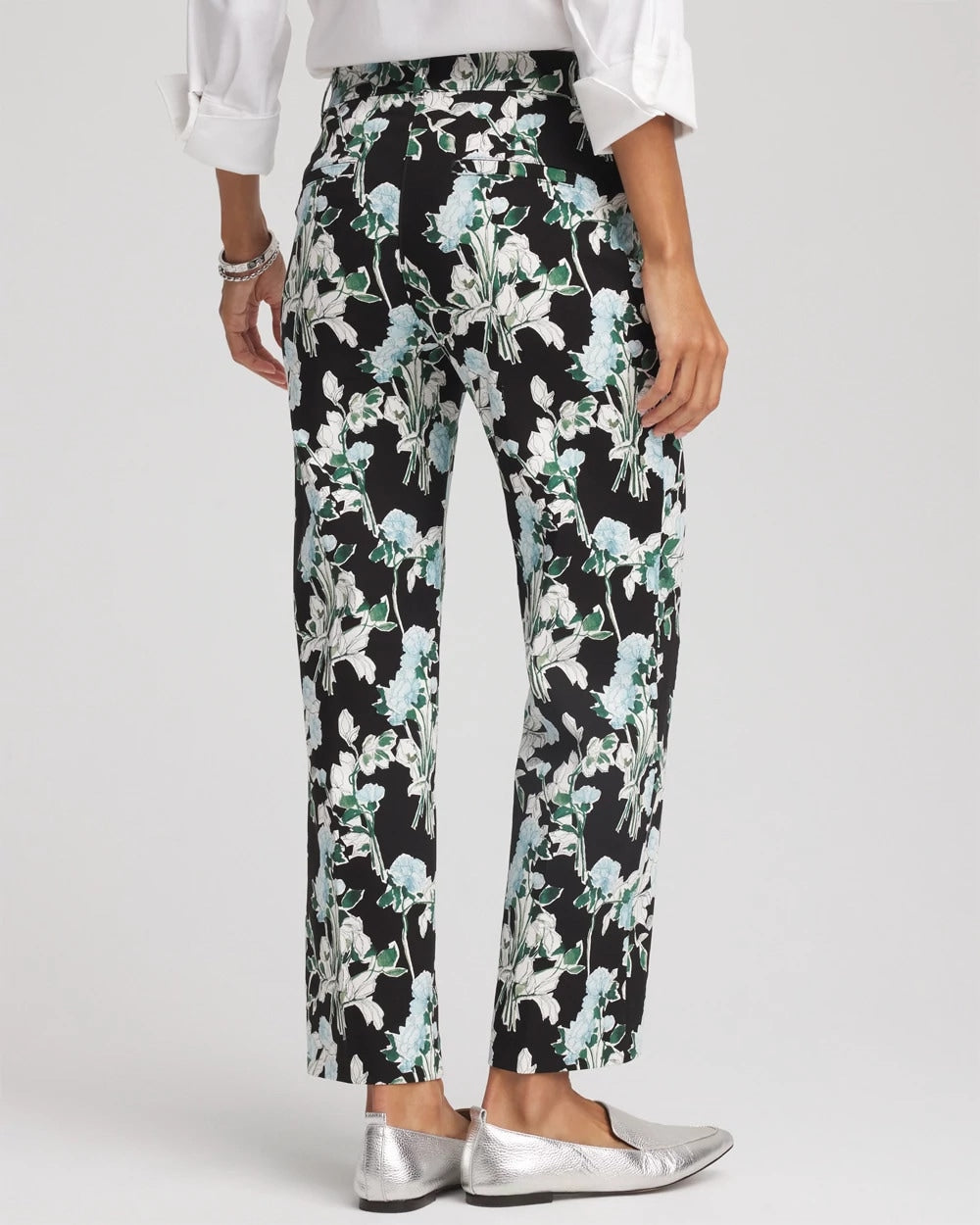 Floral Emme Straight Ankle Pants Black - Chico's