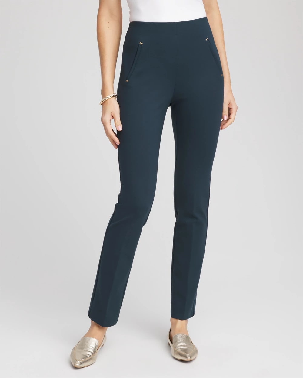 Juliet Slim Trim Detail Ankle Pants Teal Shadow - Chico's