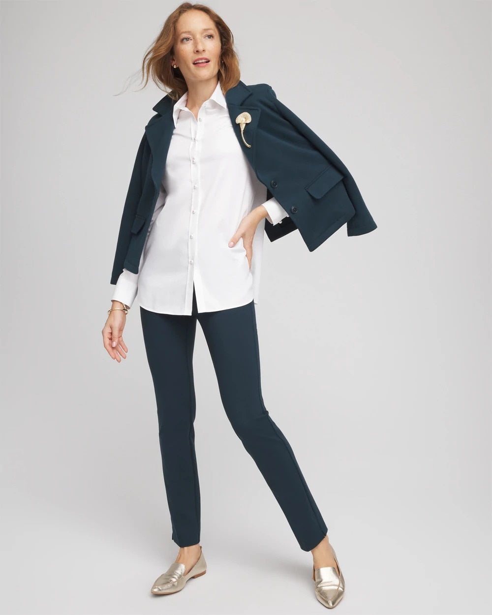 Juliet Slim Trim Detail Ankle Pants Teal Shadow - Chico's