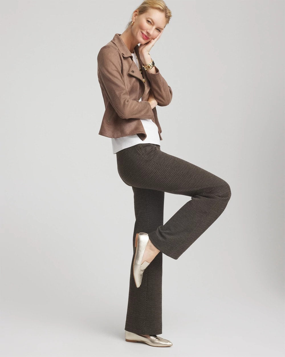 Juliet Jacquard Full-Length Ponte Pants Black - Chico's