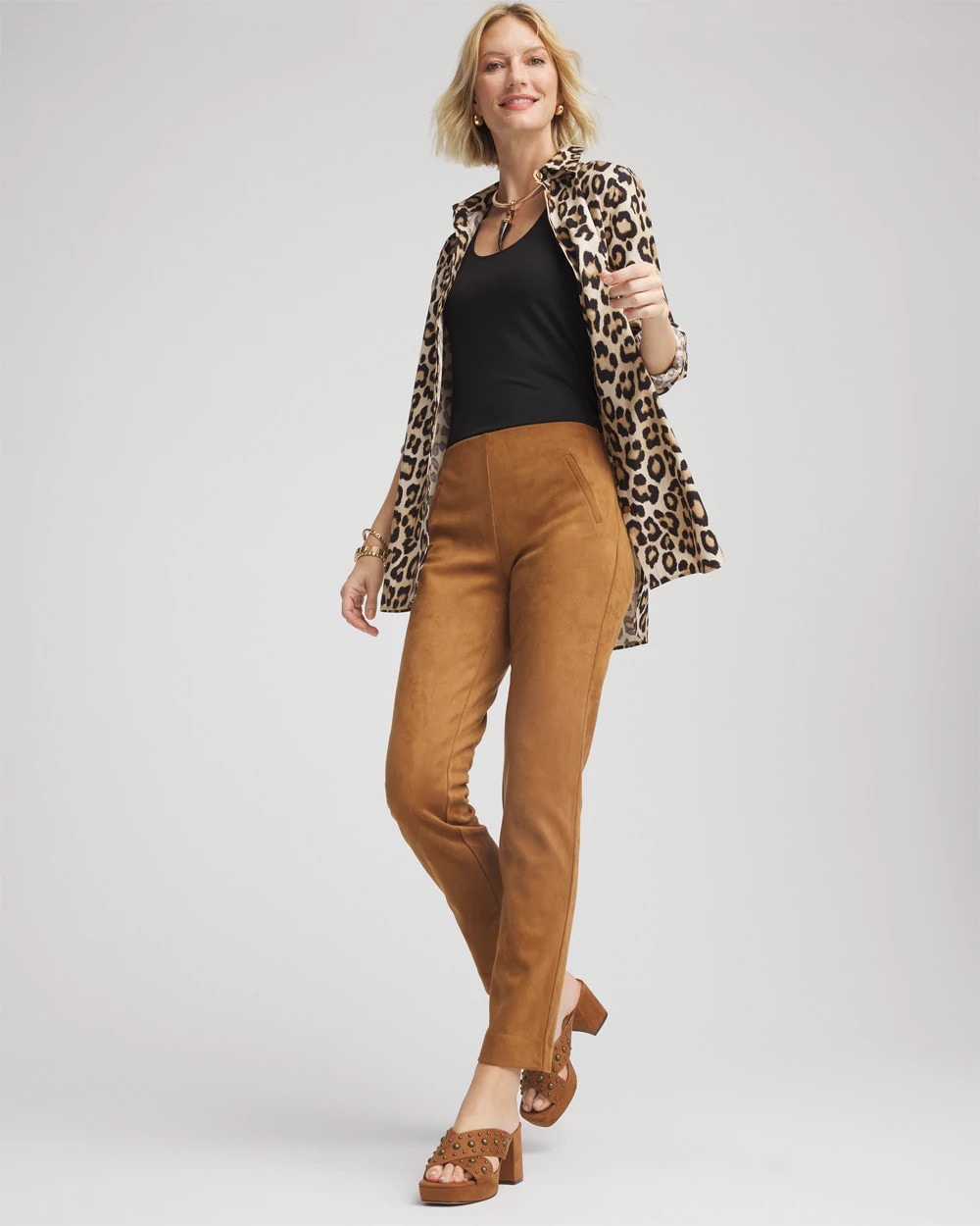 Faux Suede Juliet Slim Ankle Pants Burnt Sienna - Chico's