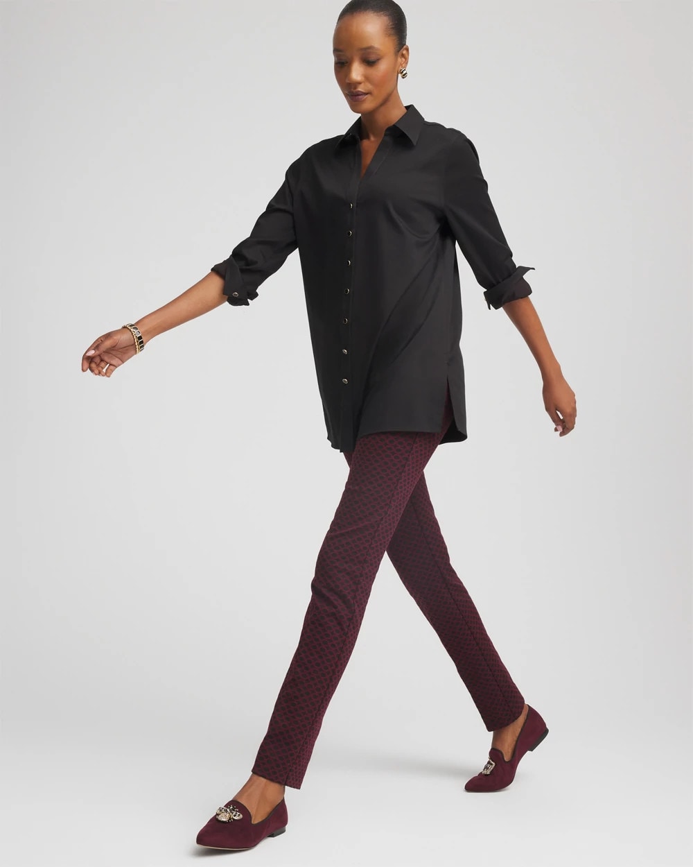 Circle Jacquard Juliet Slim Ankle Pants Black - Chico's