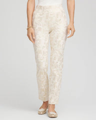 Juliet Golden Foiled Slim Ankle Pants English Cream - Chico's