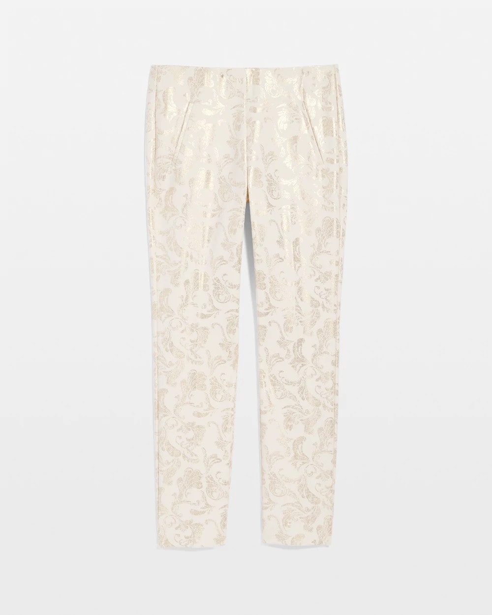 Juliet Golden Foiled Slim Ankle Pants English Cream - Chico's