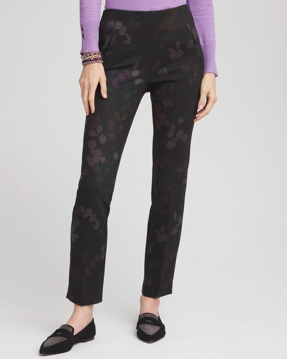Juliet Floral Ankle Pants Black - Chico's