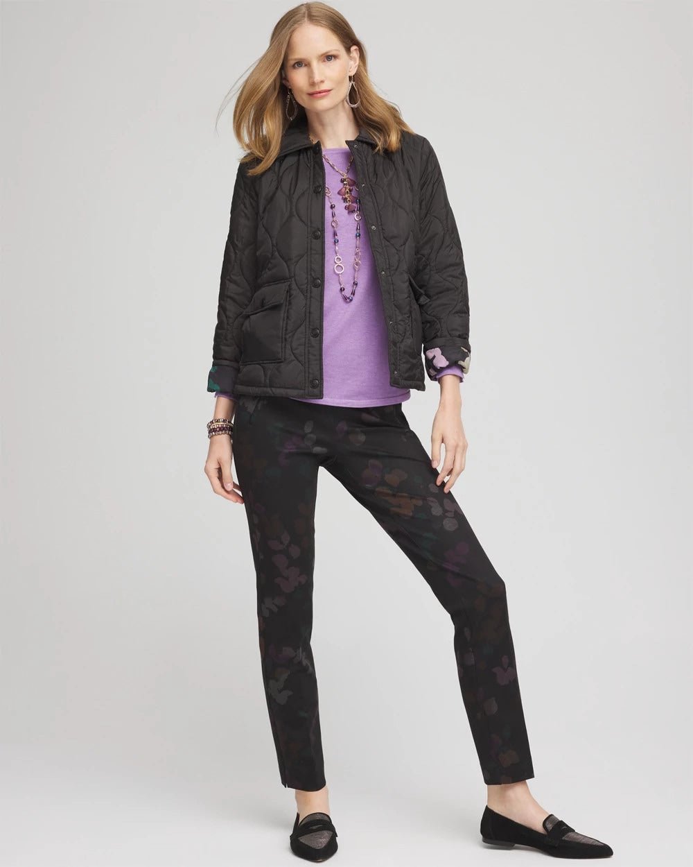 Juliet Floral Ankle Pants Black - Chico's