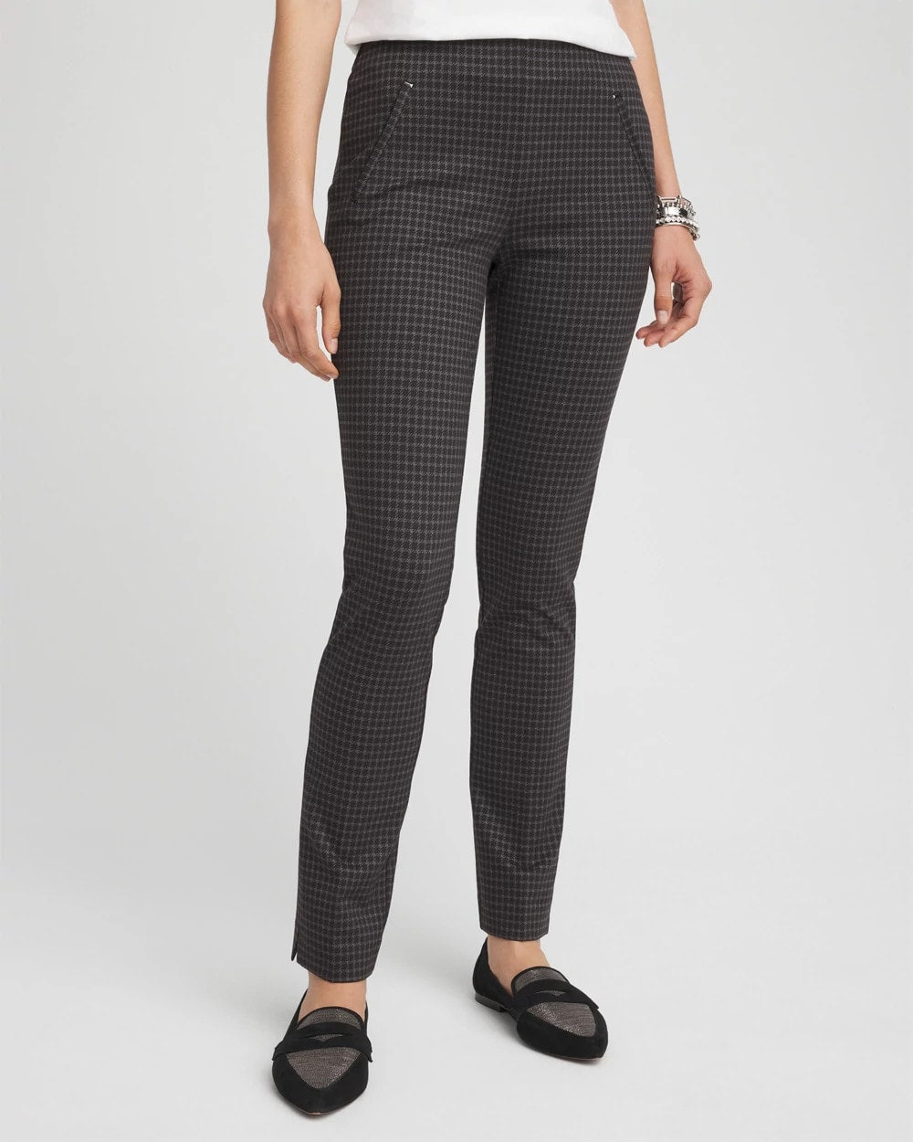Juliet Tonal Check Ankle Pants Black - Chico's