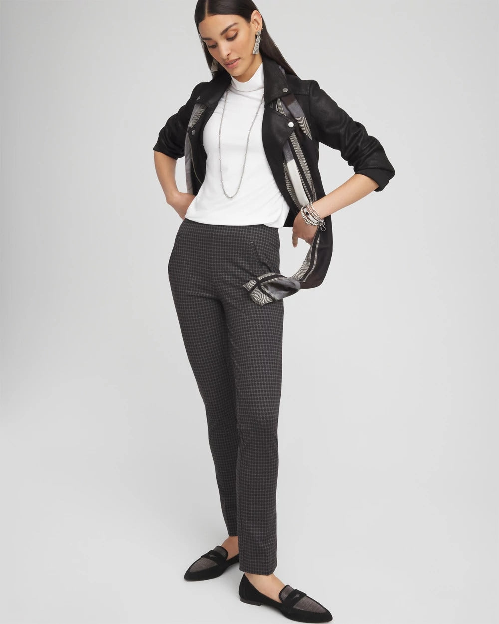 Juliet Tonal Check Ankle Pants Black - Chico's