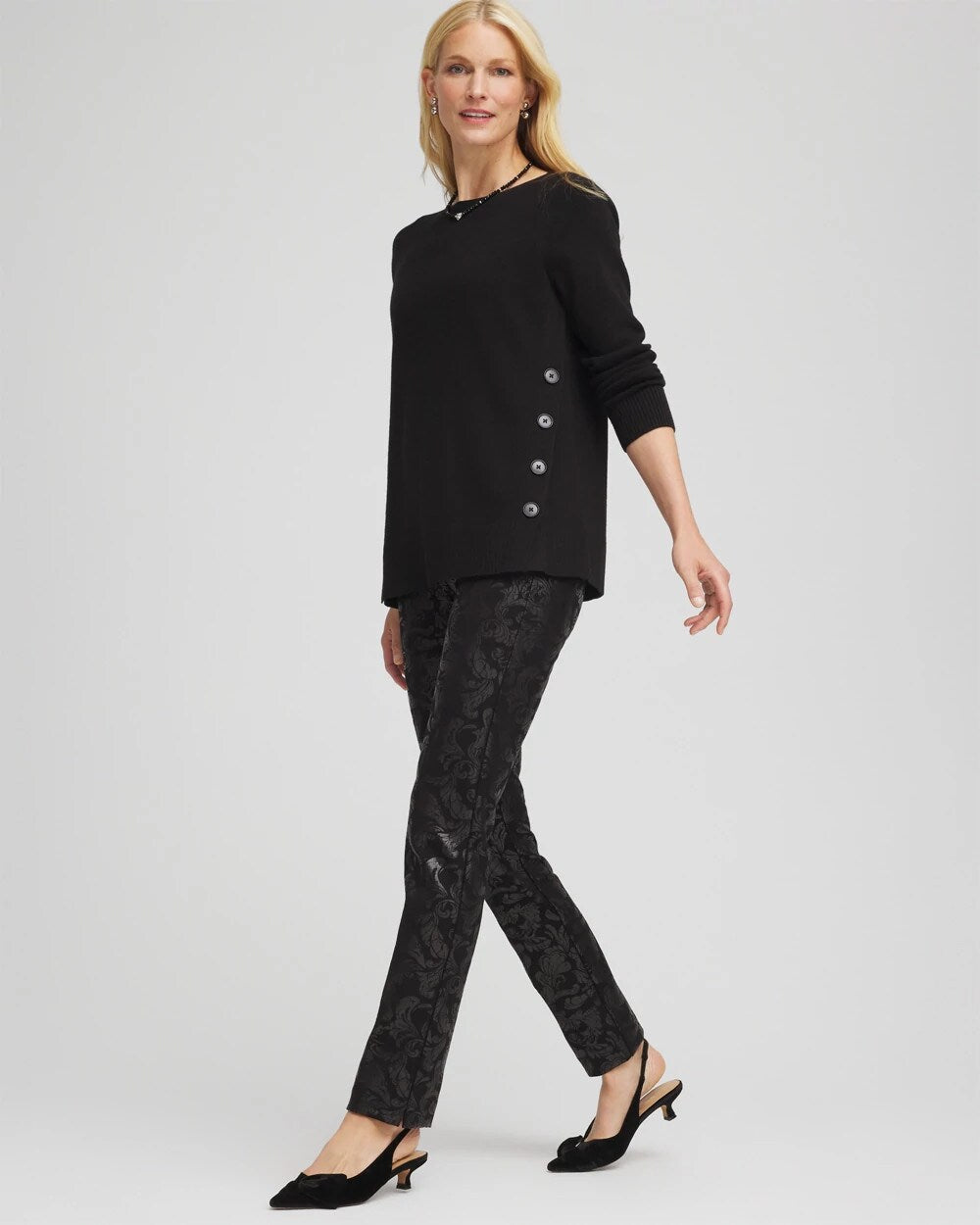Juliet Foiled Slim Ponte Pants Black - Chico's