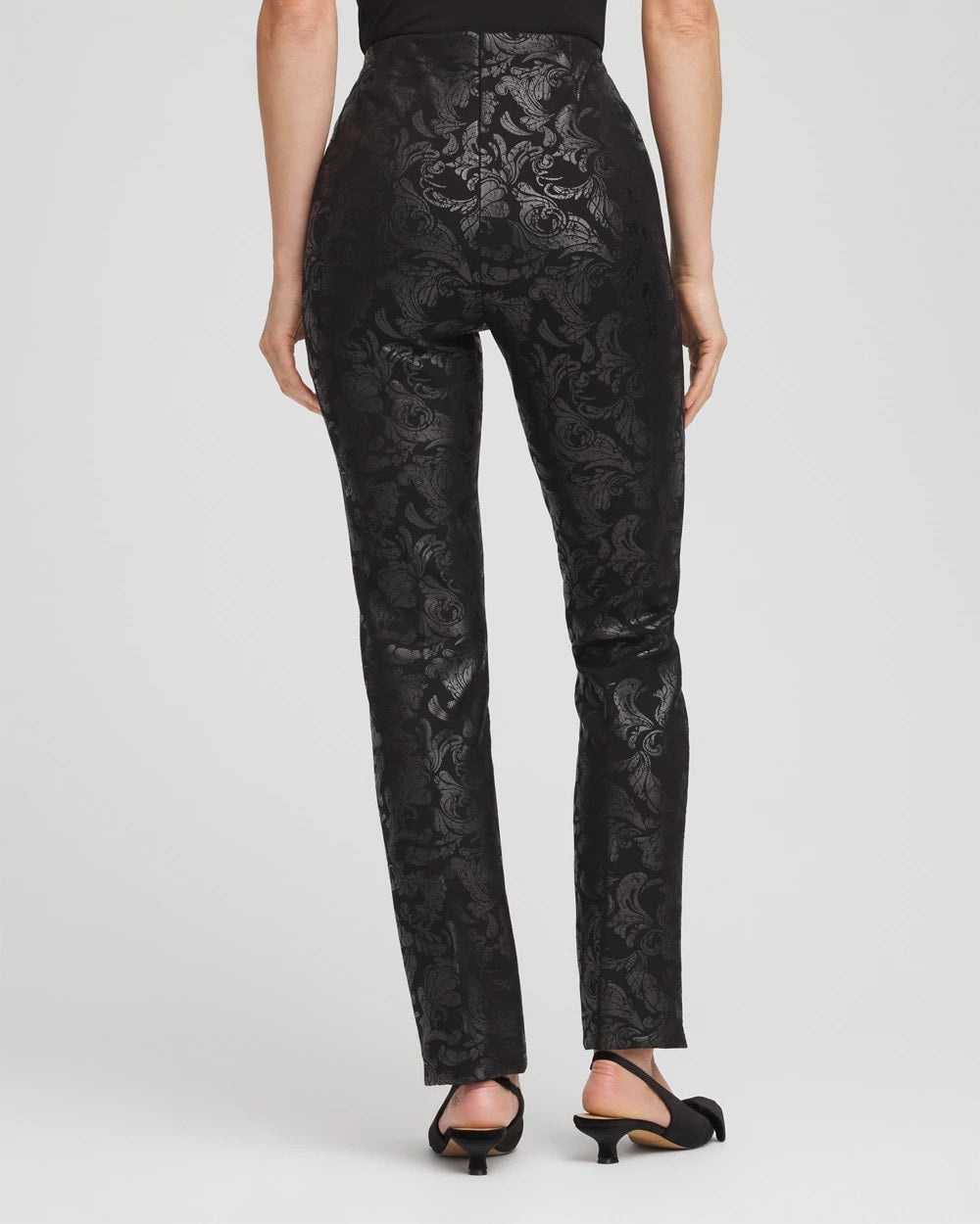 Juliet Foiled Slim Ponte Pants Black - Chico's