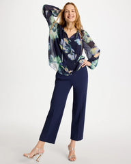 Crinkle Chiffon Tie-Front Blouse Passport Blue - Chico's