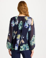Crinkle Chiffon Tie-Front Blouse Passport Blue - Chico's