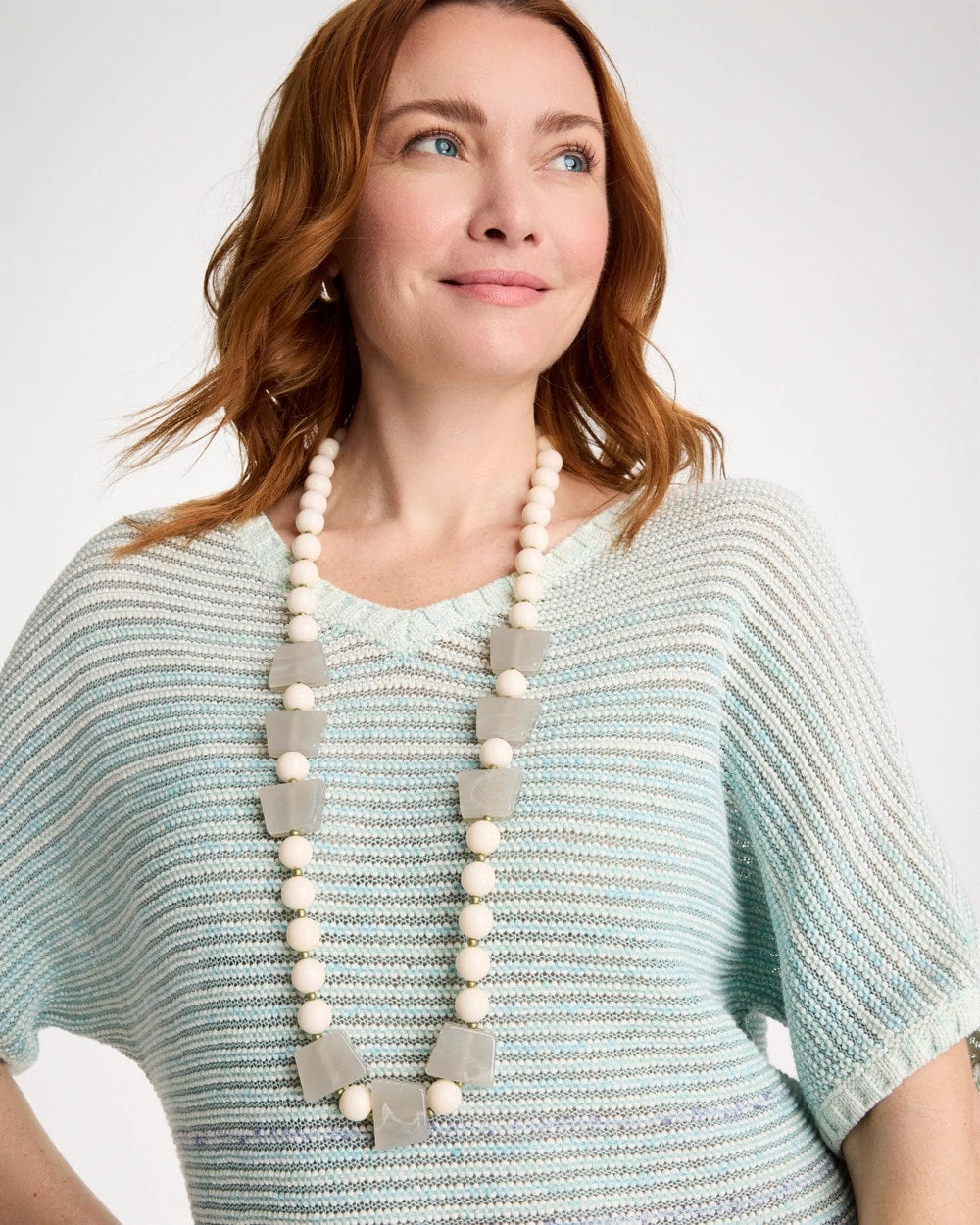 Long Geo Beaded Necklace Neutral - Chico's